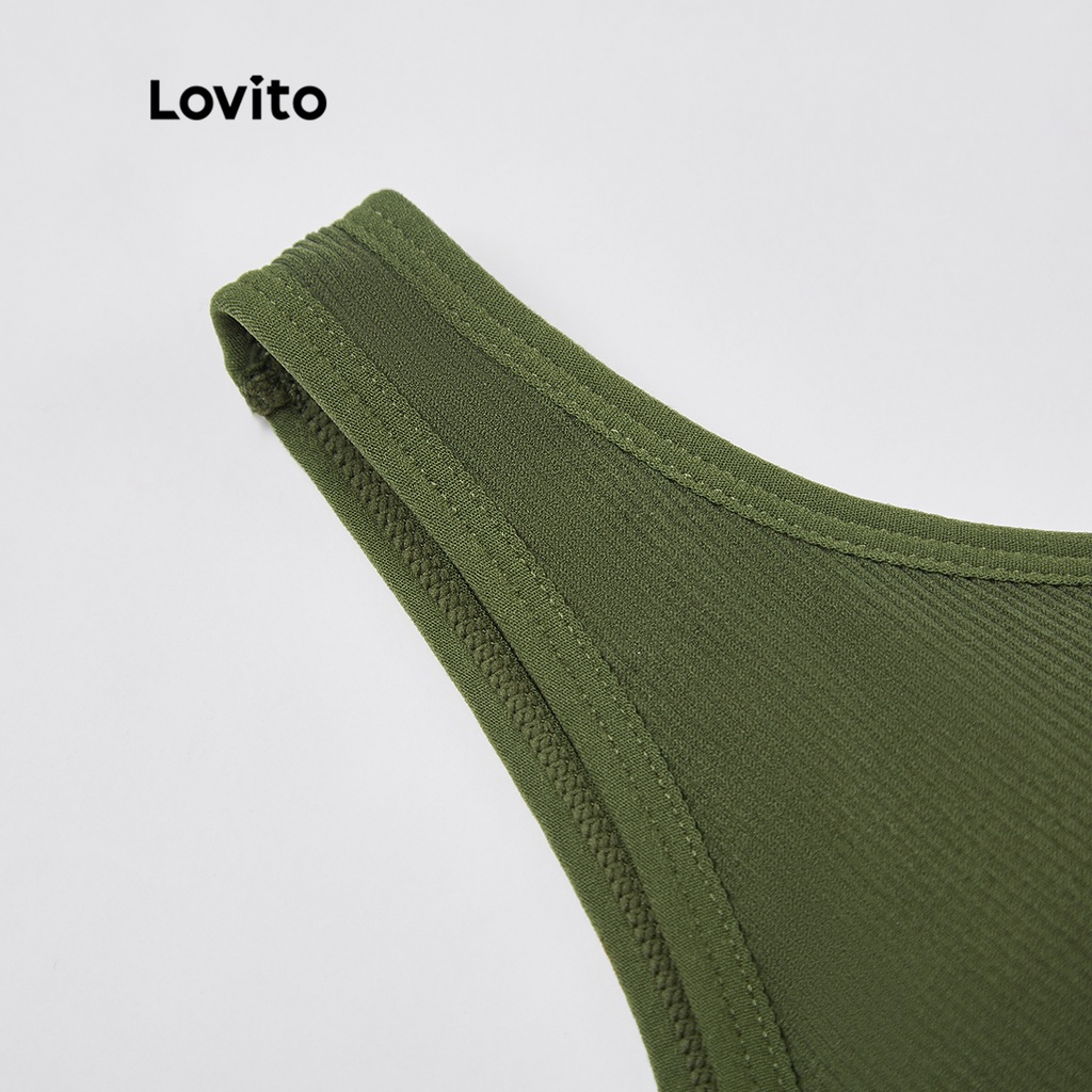  Áo lót Lovito miếng đệm có thể tháo rời không gọng thép không lộ đường may hở lưng màu trơn thường ngày L23LD072 (màu đen/ xanh dương/ xanh lá)
