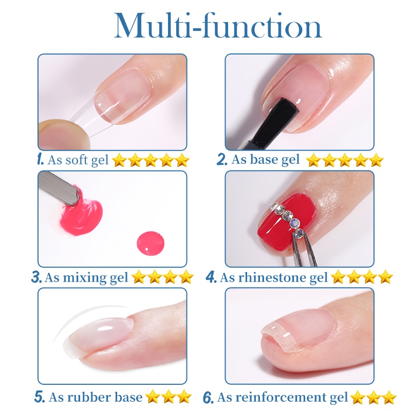 Lọ gel mềm UR SUGAR 6 trong 1 đa năng 15ml dùng nối dài móng tay chuyên dụng