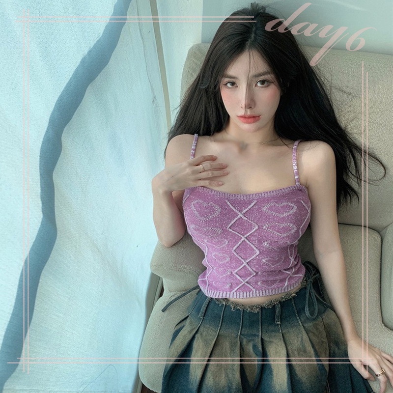 Áo Croptop Dệt Kim Màu Sắc Trơn Phong Cách Hàn Quốc Quyến Rũ Cho Nữ