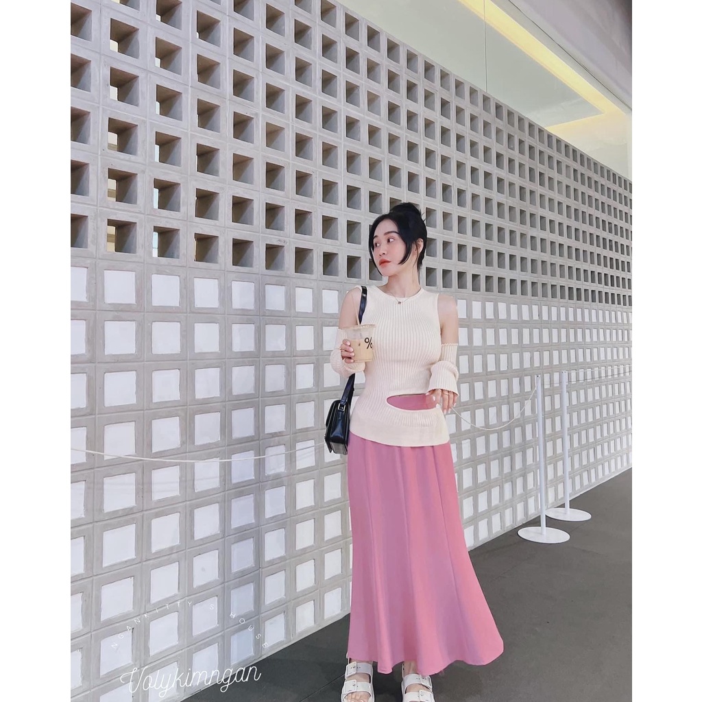 Áo tay dài khoét vai cut eo