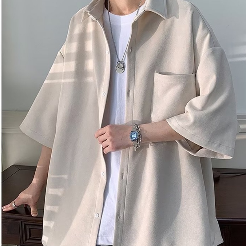 Áo Sơ Mi Tay Ngắn Phong Cách Đường Phố Nhật Bản Thời Trang Mùa Hè Cao Cấp Cho Nam