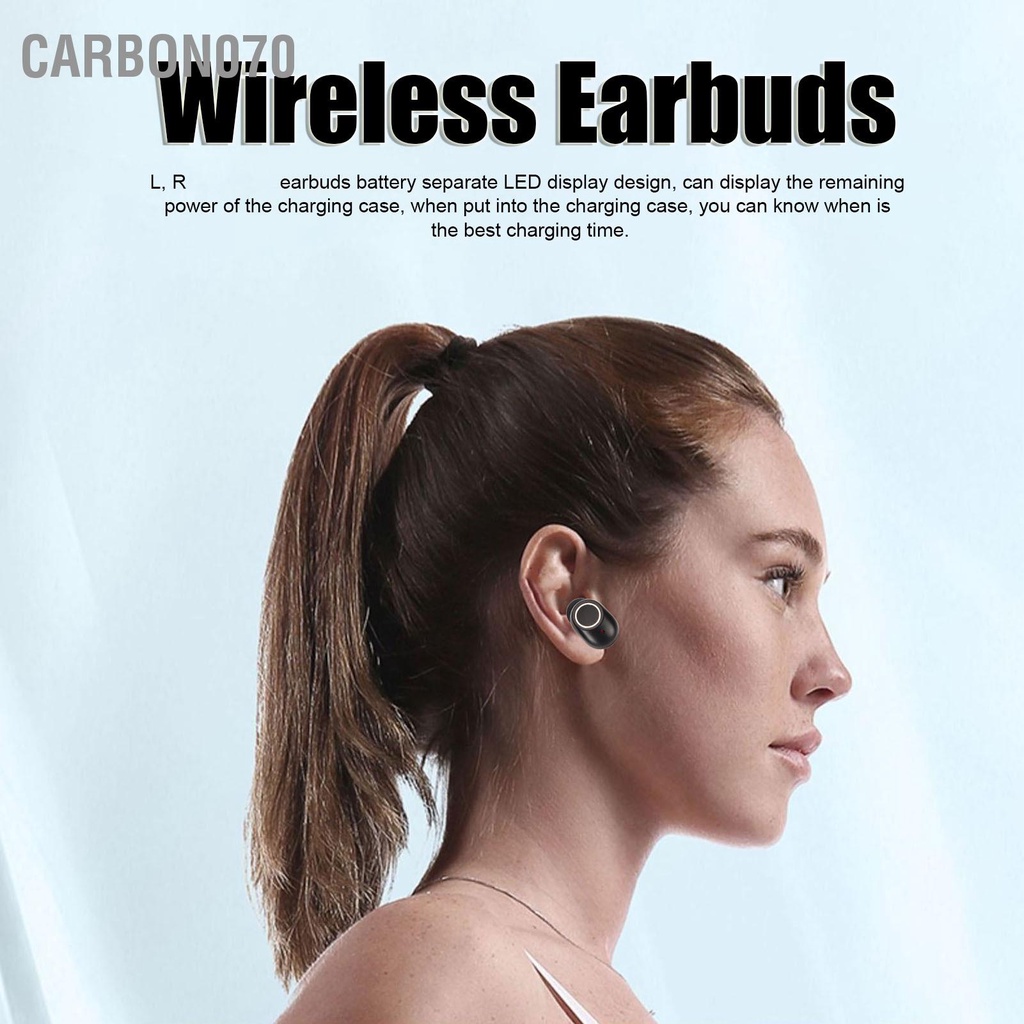 Carbon070 Tai Nghe Nhét Bluetooth Âm Thanh Nổi IPX7 Chống Nước Bass Nặng Không Dây Có Gương Màn Hình Hiển Thị Kỹ Thuật Số Hộp Sạc