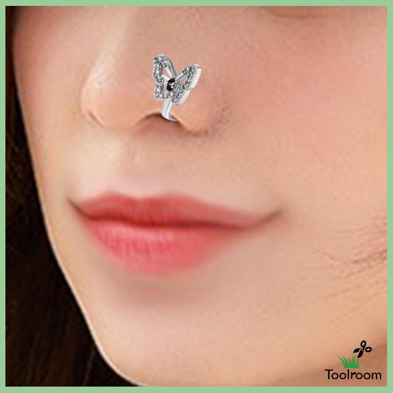 Khuyên Mũi Không Cần Xỏ Lỗ Bằng Đồng Đính Kim Cương Giả Cho Nam &amp; Nữ