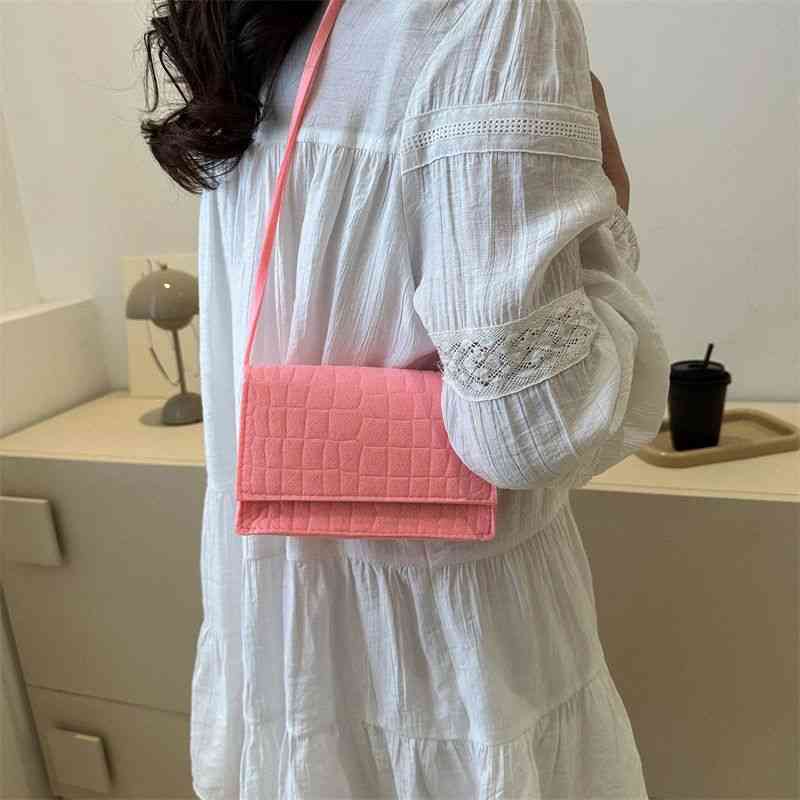 Túi Đeo Chéo Vai Bằng Vải Nỉ Họa Tiết Vân Đá Đơn Giản Dành Cho Bạn Nữ