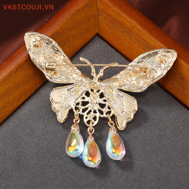 Trâm Cài Áo Hình Giọt Nước Bướm Tráng Men Phối Tua Rua Trang Trí Tiệc Tùng / Văn Phòng