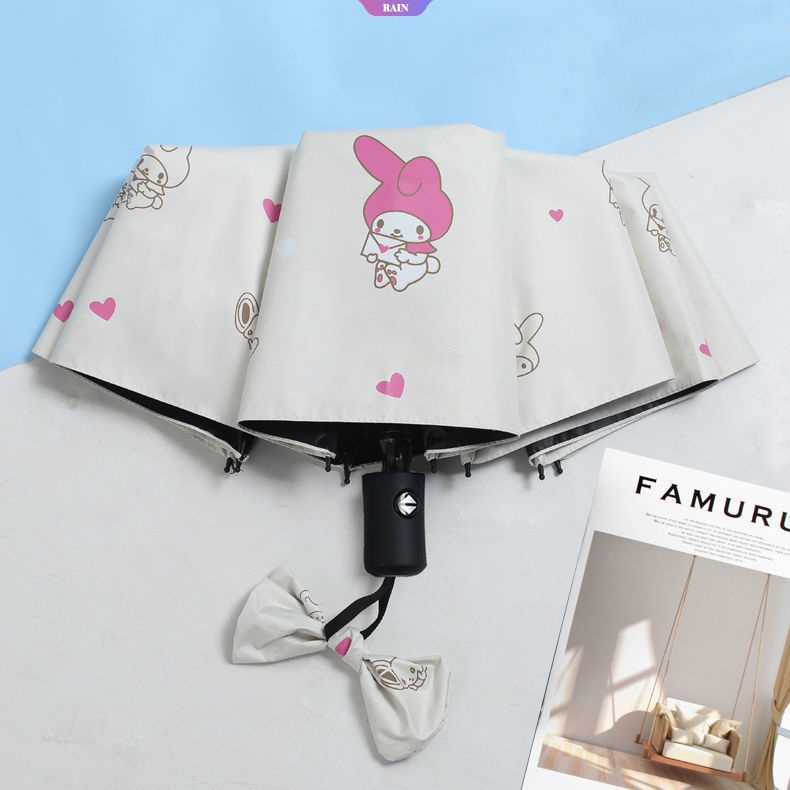 Dù Che Mưa Nắng Tự Động Toàn Diện In Họa Tiết Hoạt Hình My Melody Cinnamoroll StellaLou Đa Năng Dùng Khi Đi Du Lịch