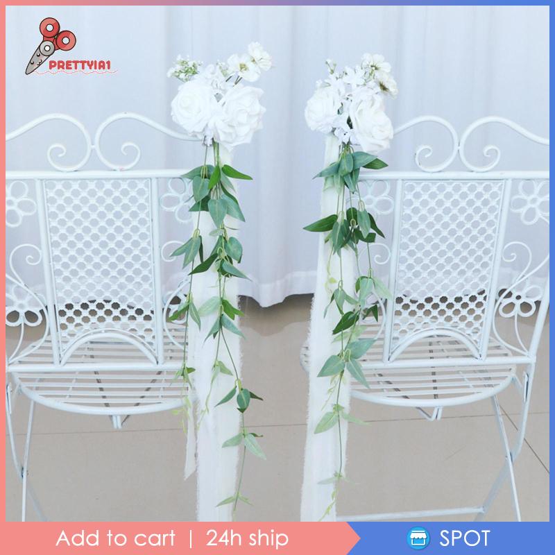 [Prettyia1] Vòng Hoa Giả Bằng Lụa Dùng Trang Trí Ghế Ngồi Nhà Thờ