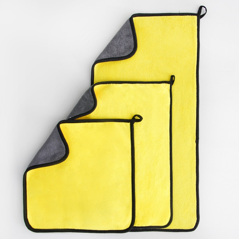 Khăn lau xe ô tô xe hơi nhà bếp siêu thấm hút vải êm không xù siêu sạch 2 lớp màu vàng xám tiện lợi M65