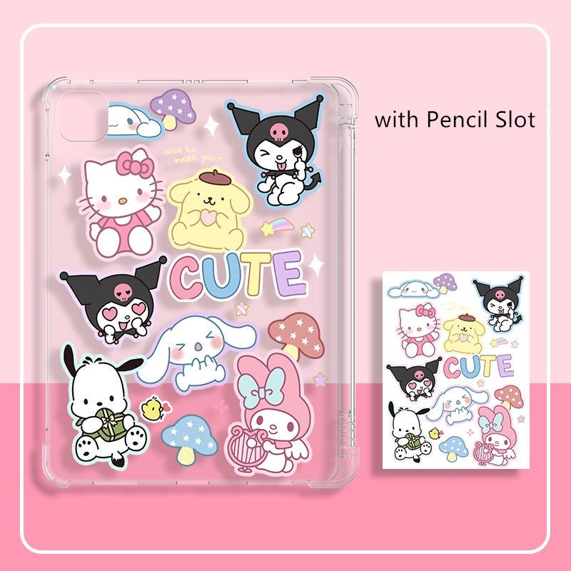 Ốp Máy Tính Bảng TPU Mềm Hình Sanrio Dễ Thương Có Khe Đựng Bút Cho iPad Gen10 7 / 8 / 9 10.2 "Air4 Air5 Pro11" Pro12.9 "mini6