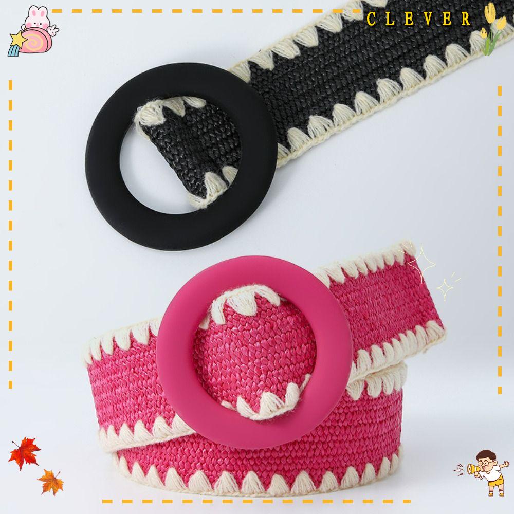 Thắt Lưng Bện Sợi Rơm Co Giãn Phong Cách Bohemian Thời Trang