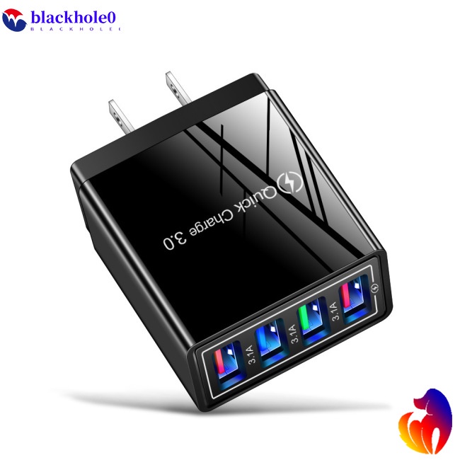Đầu Sạc 12w 4 Cổng Usb 3a Phích Cắm Us / Eu / Uk Tiện Dụng Ốp