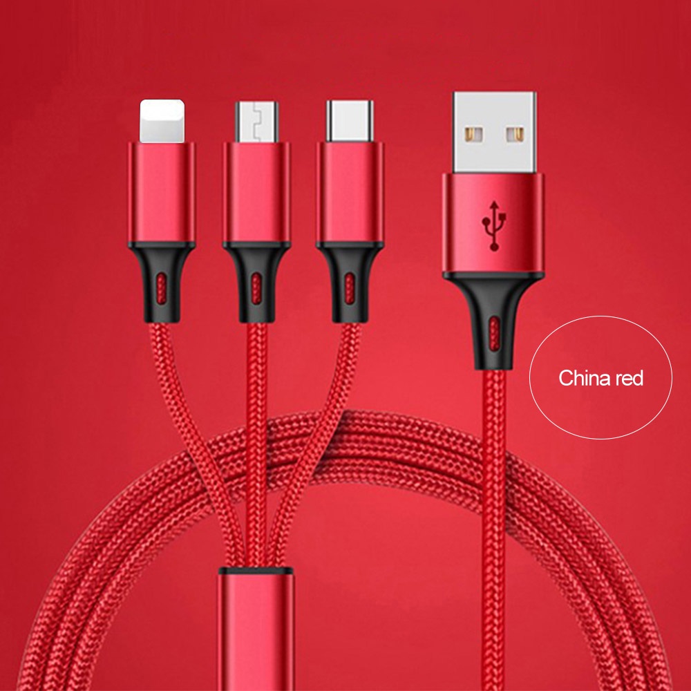Cáp Sạc 3 Trong 1 Cổng Micro USB Type C Dài 1.2m