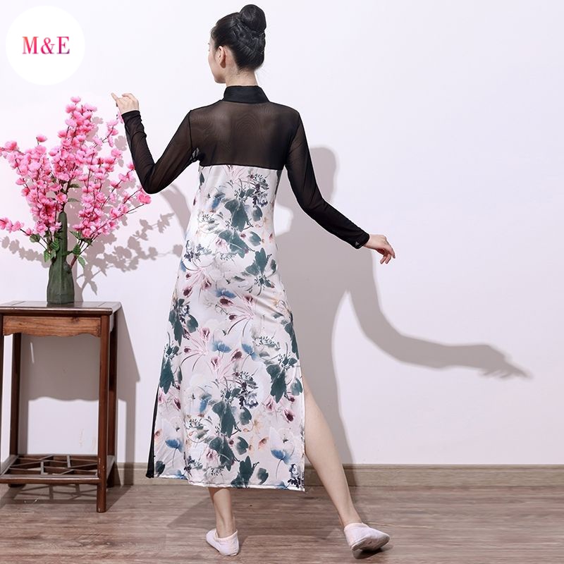 M &amp; E Sườn Xám Cổ Cao Dáng Ôm Co Giãn In Họa Tiết Thổ Cẩm Thanh Lịch Cổ Điển