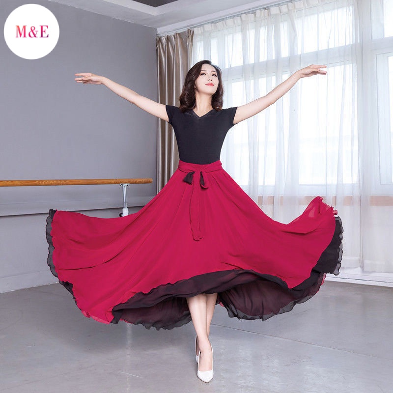 Hàng Có Sẵn Chân Váy Voan Dài 8m Hai Lớp Kích Thước Lớn 540 Độ Màu Đỏ Dùng Để Múa Weizu