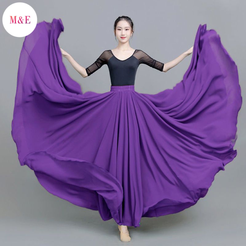 M &amp; E Bán Trực Tiếp Từ Nhà Máy Chân Váy Voan Xòe Khiêu Vũ Dân Gian Lớn 720 Độ Màu Đỏ Phong Cách Trung Hoa Mới 2023