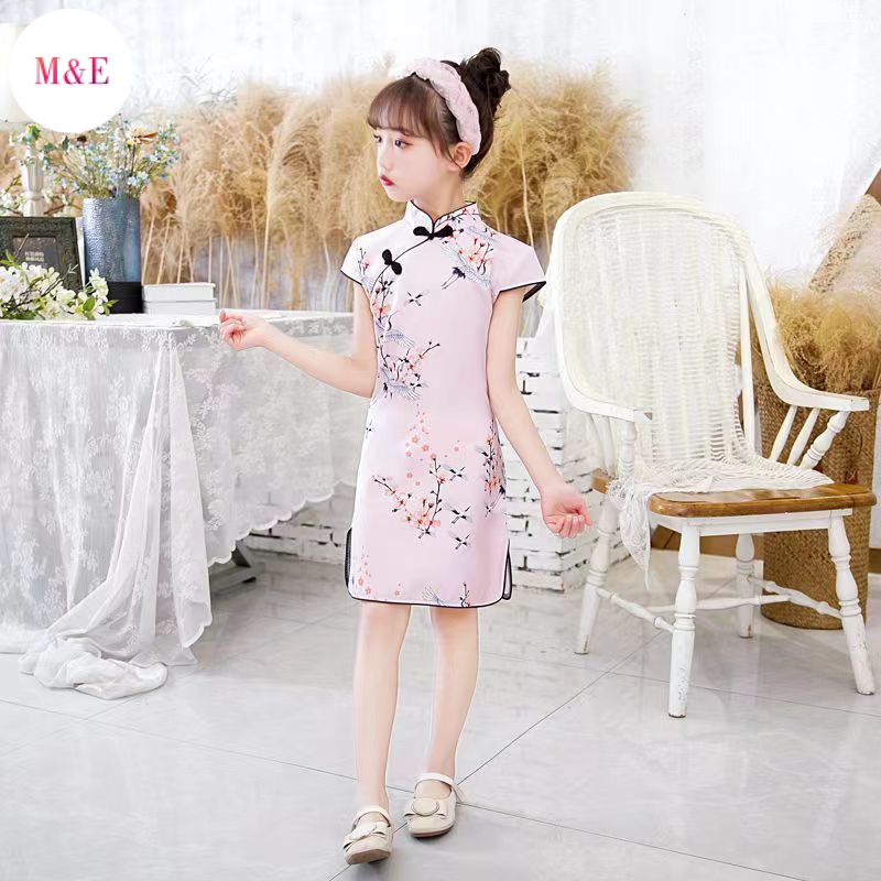 Đầm Sườn Xám Phong Cách Cổ Điển Thời Trang Mùa Hè Mới 2023 Dành Cho Bé Gái