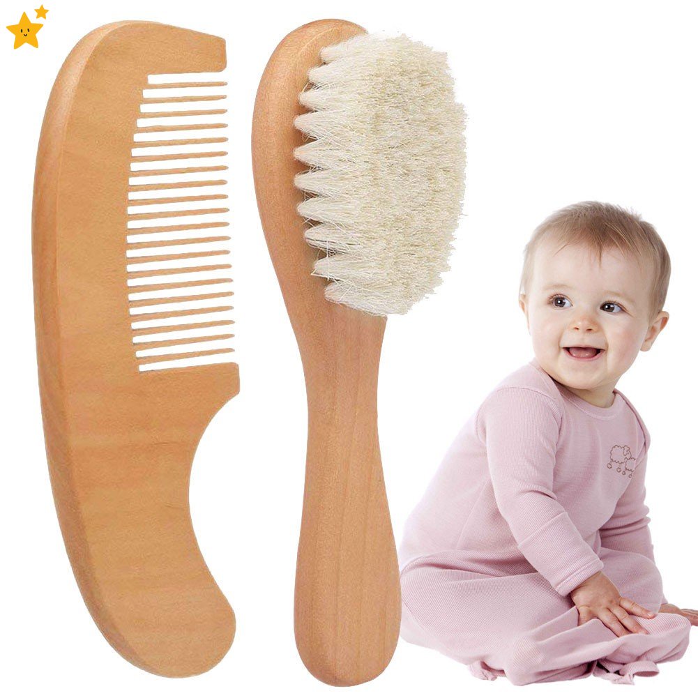 Lược Chải Tóc Tay Cầm Bằng Gỗ Tự Nhiên Cho Trẻ Sơ Sinh