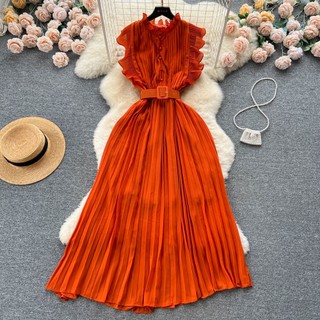 Kết Cấu Mùa Hè Cao Cấp Độc Đáo Siêu Cổ Tích Voan Váy Dài Pháp Hepburn Phong Cách Nhỏ Bay Tay Đầm Nữ