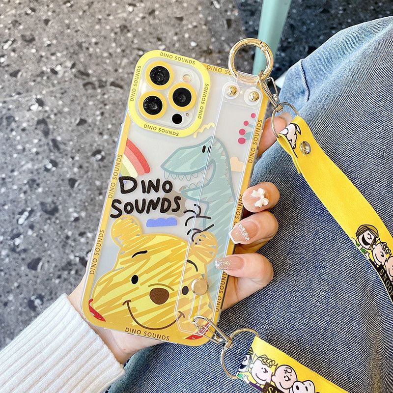 Ốp Điện Thoại Trong Suốt Họa Tiết Snoopy Có Dây Đeo Cho iPhone 13promax iPhone 12 11pro