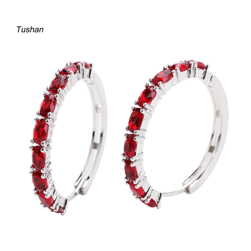 Khuyên Tai Kim Loại Khoen Tròn Đính Đá Thời Trang Cho Nữ