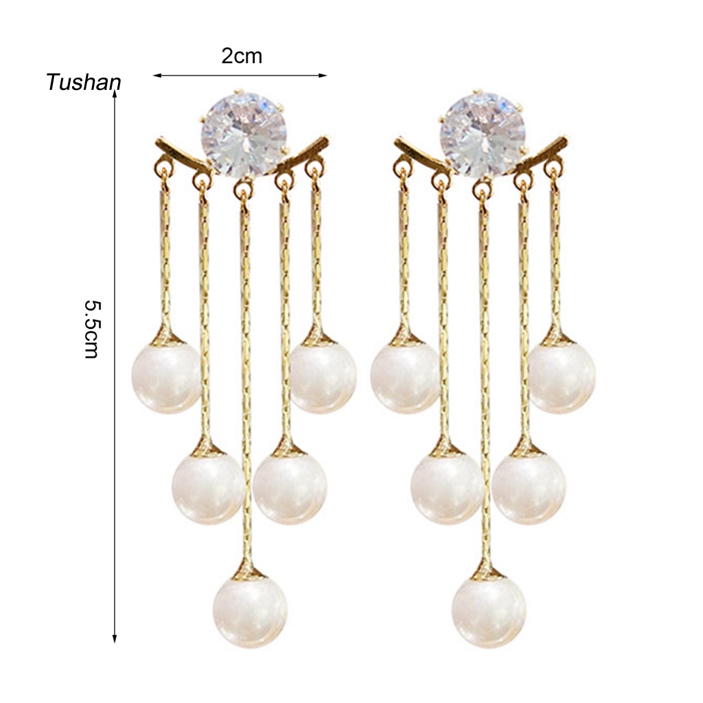 1 Đôi Bông Tai Treo Đính Ngọc Trai Giả Lấp Lánh Chất Lượng Cao