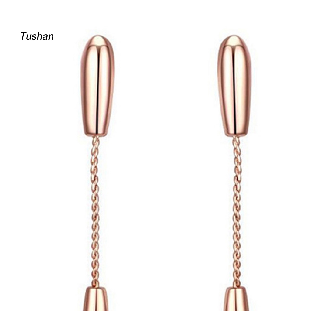 1 Đôi Bông Tai Dài Hình Cột Đính Đá Sáng Bóng Dành Cho Nữ