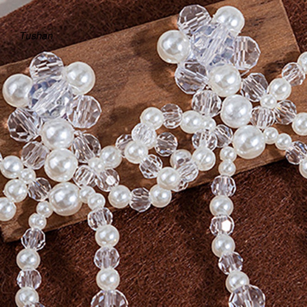 1 Đôi Bông Tai Hình Hoa Nhỏ Đính Ngọc Trai Nhân Tạo Thời Trang