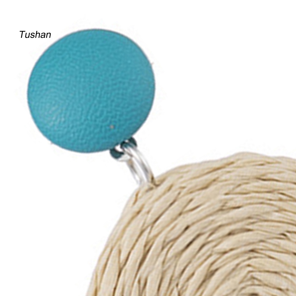 1 Cặp Bông Tai Mây Đan Chống Mài Mòn Thiết Kế Thanh Lịch Thời Trang Cho Nữ