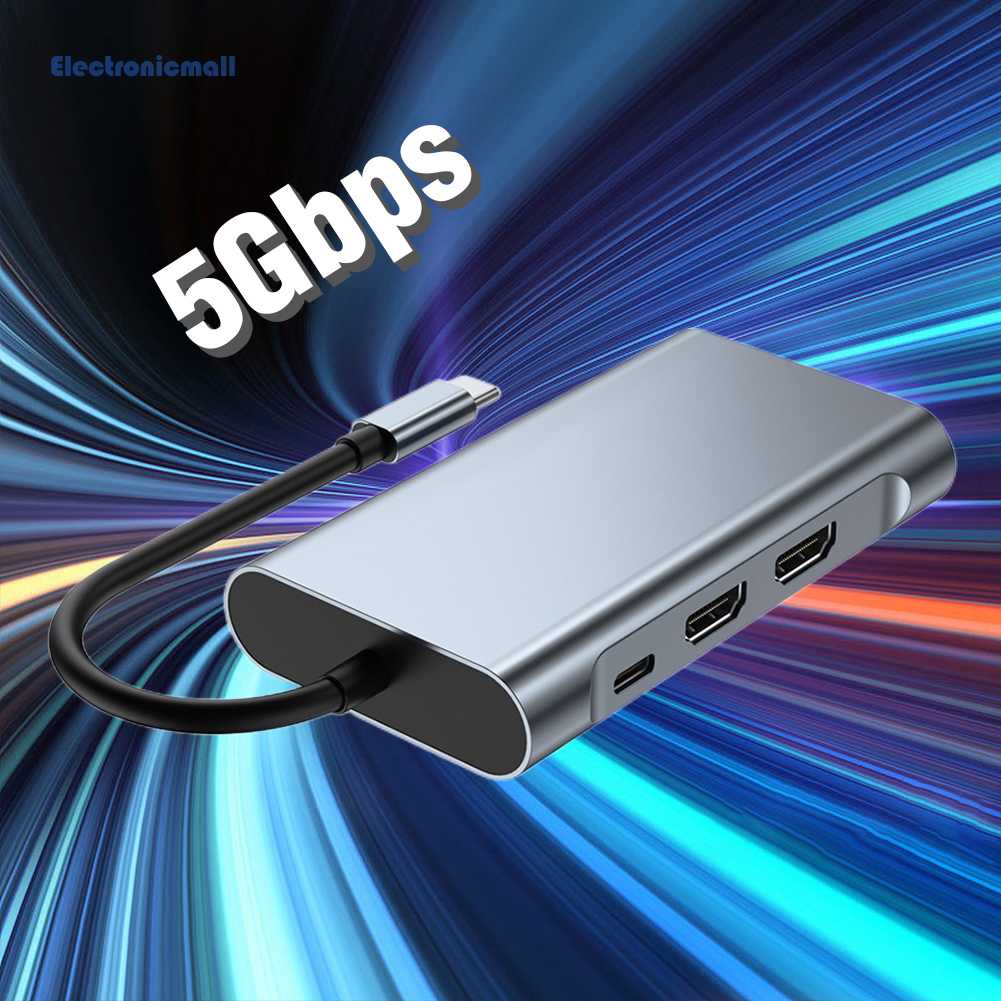 Hub Chia Cổng USB Type C 3.1 Sang 4K 5GMbps 1080P RJ45 SD / TF 8 Trong 1 Tiện Dụng