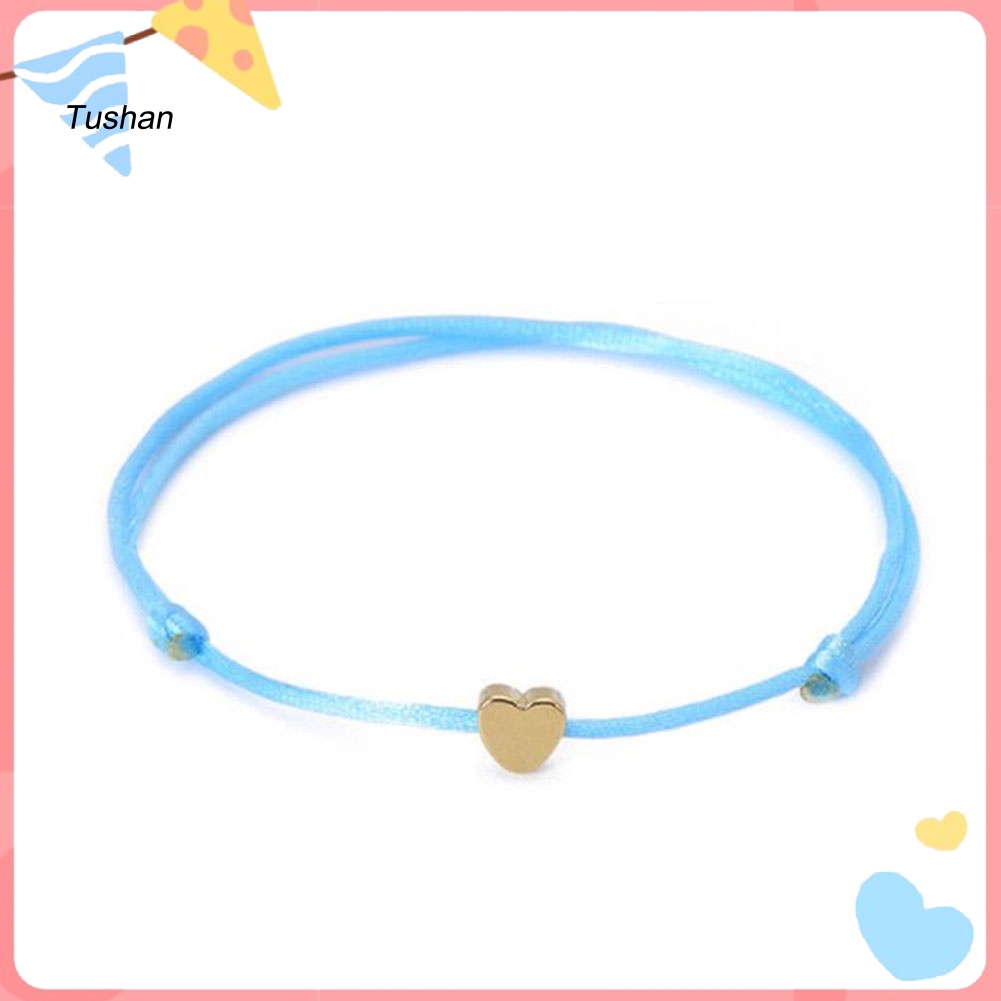Vòng Tay Bện Dây May Mắn Mặt Trái Tim Cho Nam Nữ