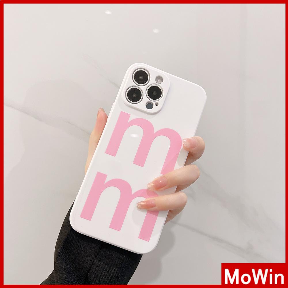 Ốp điện thoại TPU màu kem họa tiết chữ màu hồng thích hợp cho iPhone 13 /14 Pro max 12 Pro Max 11 xr xs max 7 8
