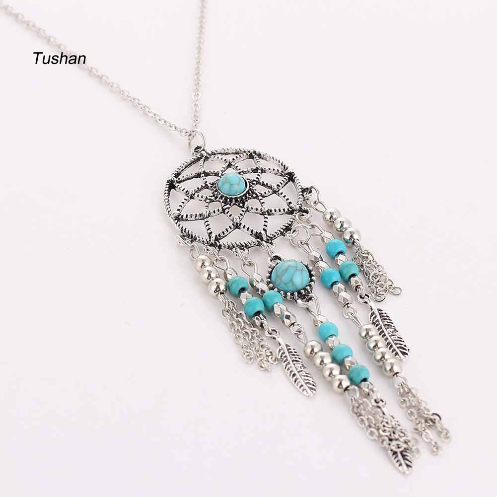 Vòng cổ Mặt Dreamcatcher Phối Lông Vũ Thời Trang Boho Cho Nữ