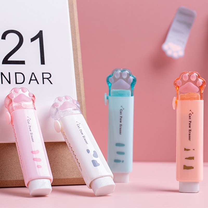 Cục Tẩy Cao Su Hình Bàn Chân Mèo Dễ Thương Có Thể Thu Gọn Cho Học Sinh / Văn Phòng