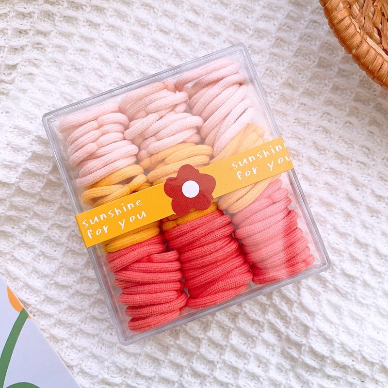 Hộp 90 Dây Thun Buộc Tóc Nhiều Màu Sắc Cho Bé Gái