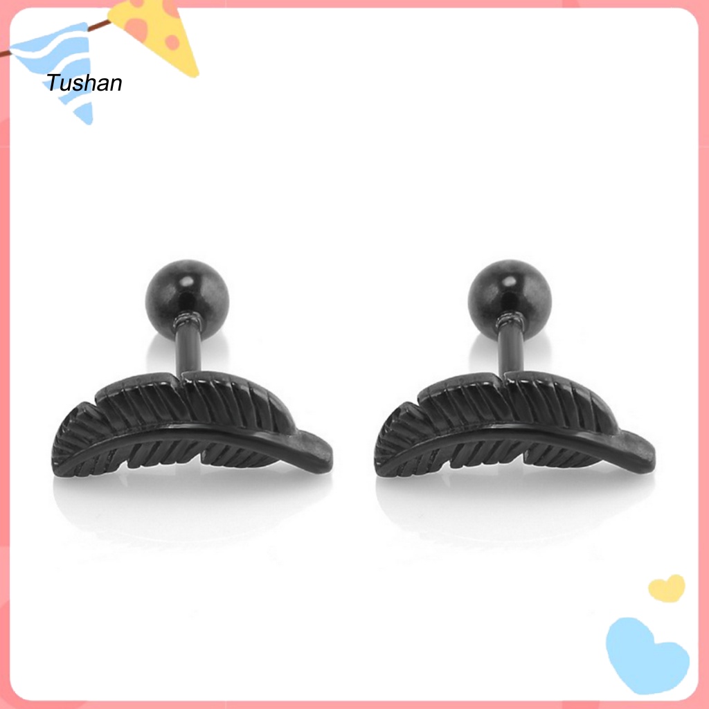 1 Đôi Bông Tai Hình Chiếc Lá / Lông Vũ Thời Trang Dành Cho Nữ