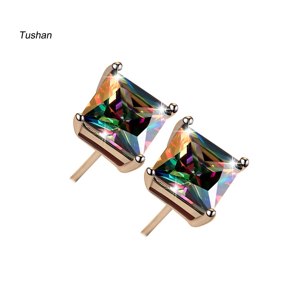 Bông Tai Đính Đá Zircon Nhiều Màu Phong Cách Cổ Điển Cho Nam Và Nữ