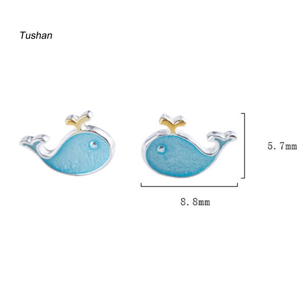 Set 2 Khuyên Tai Cá Voi Mạ Bạc Thời Trang