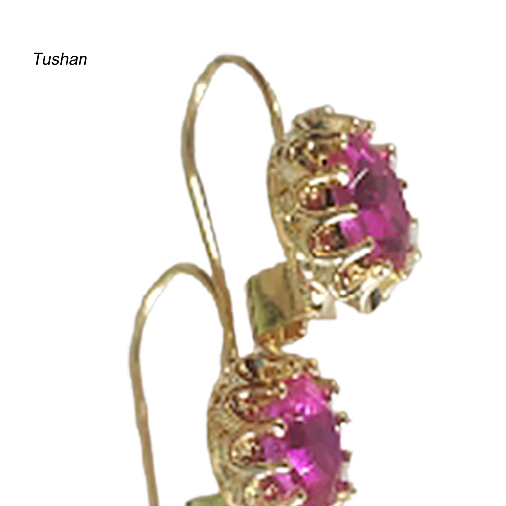 1 Đôi Bông Tai Hình Oval Đính Kim Cương Giả Thời Trang
