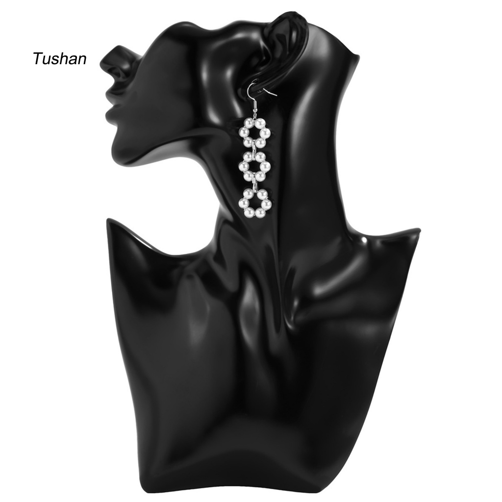 1 Đôi Bông Tai Hình Hoa Đính Ngọc Trai Nhân Tạo Dáng Dài Thời Trang