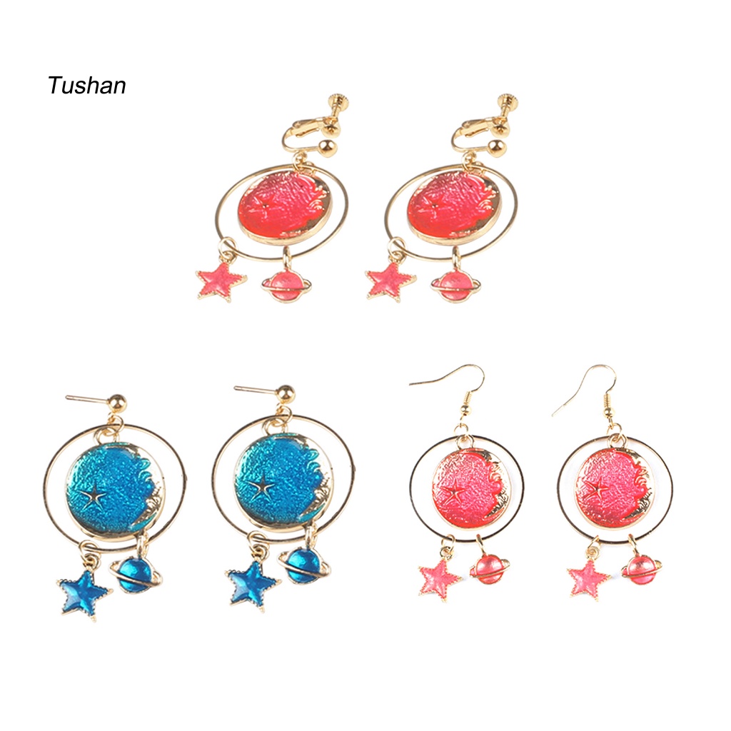 1 Đôi Bông Tai Dáng Dài Hình Hành Tinh Hoạt Hình Dễ Phối Đồ Thời Trang Cho Bạn Gái