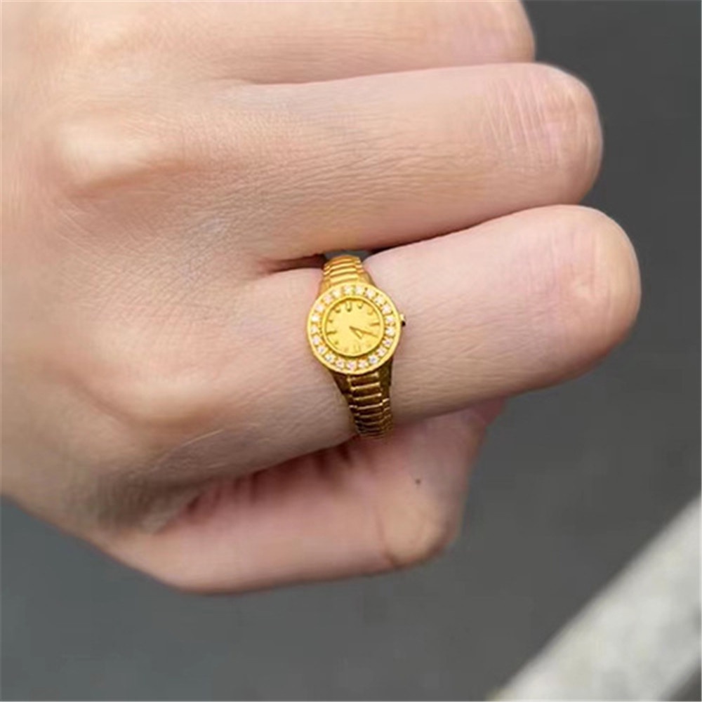 Nhẫn Đồng Hồ Mạ Vàng 520 Thiết Kế Độc Đáo Thời Trang Cho Cặp Đôi