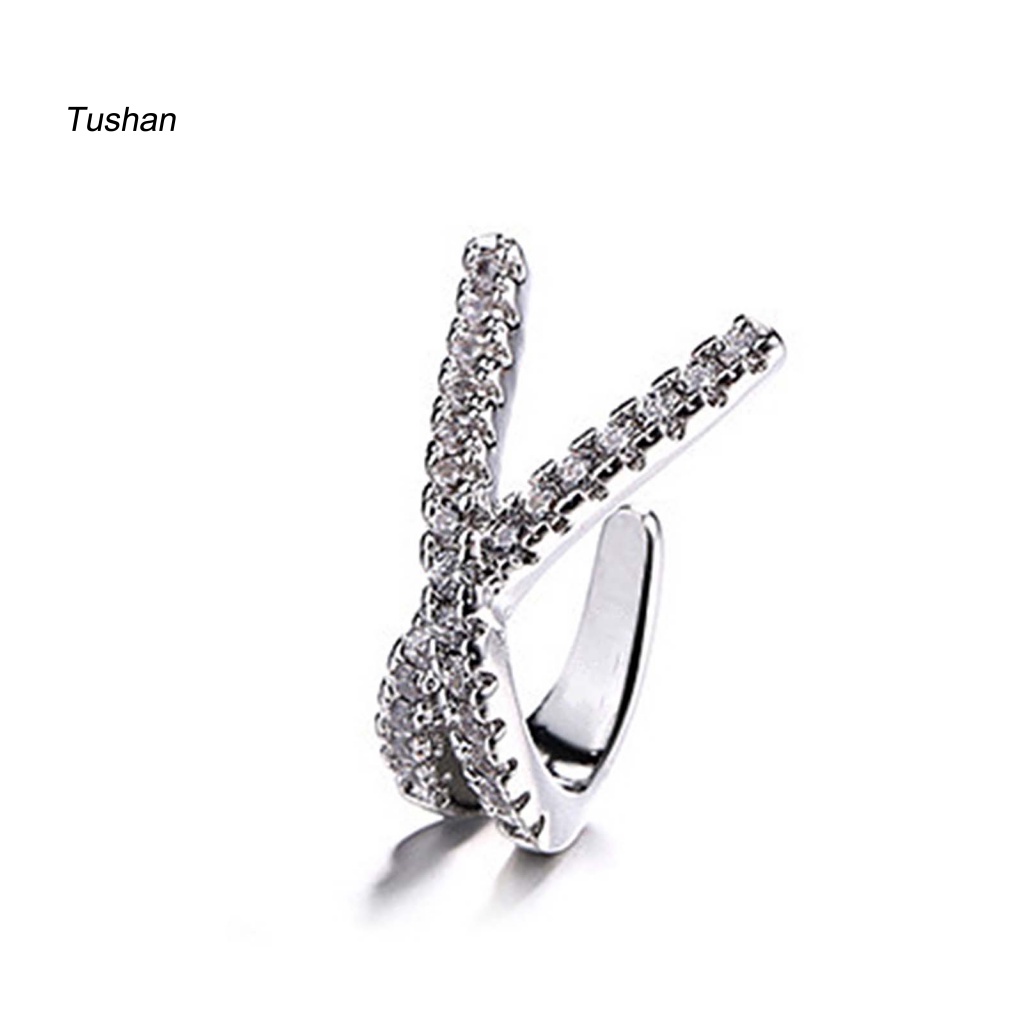 1 Khuyên Kẹp Vành Tai Đính Đá Lấp Lánh Phong Cách Hàn Quốc