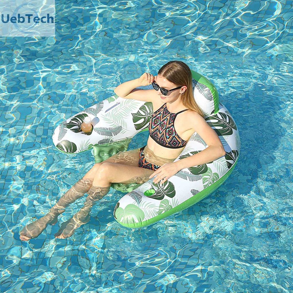 Ghế Phao Bơi Bơm Hơi Bằng PVC Kèm Giá Đỡ Cốc Tiện Dụng Cho Bể bơi