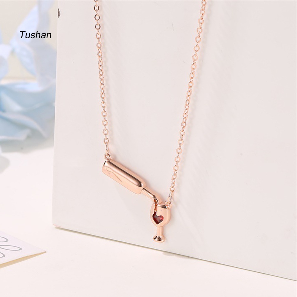 Vòng cổ Mặt Đá Ruby Hình Rượu Vang Độc Đáo