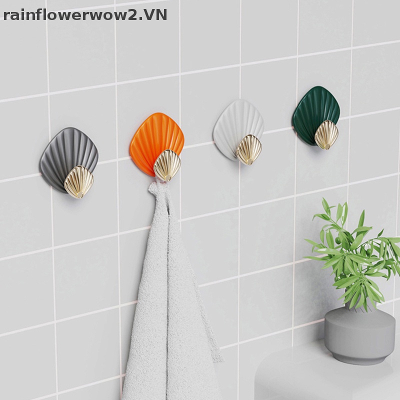 Set 4 Móc Treo Đồ Hình Vỏ Sò Dán Tường Không Cần Khoan Chắc Chắn