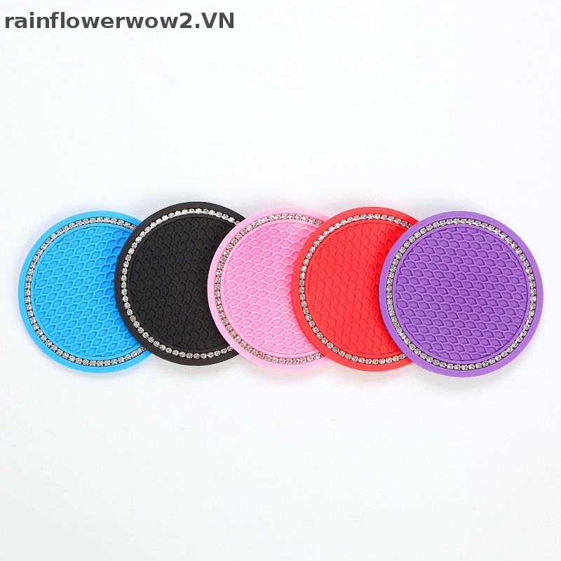 Giá Đỡ Cốc Nước Bằng Cao Su Đính Đá Giả Kim Cương Chống Trượt Trang Trí Nội Thất Xe Hơi