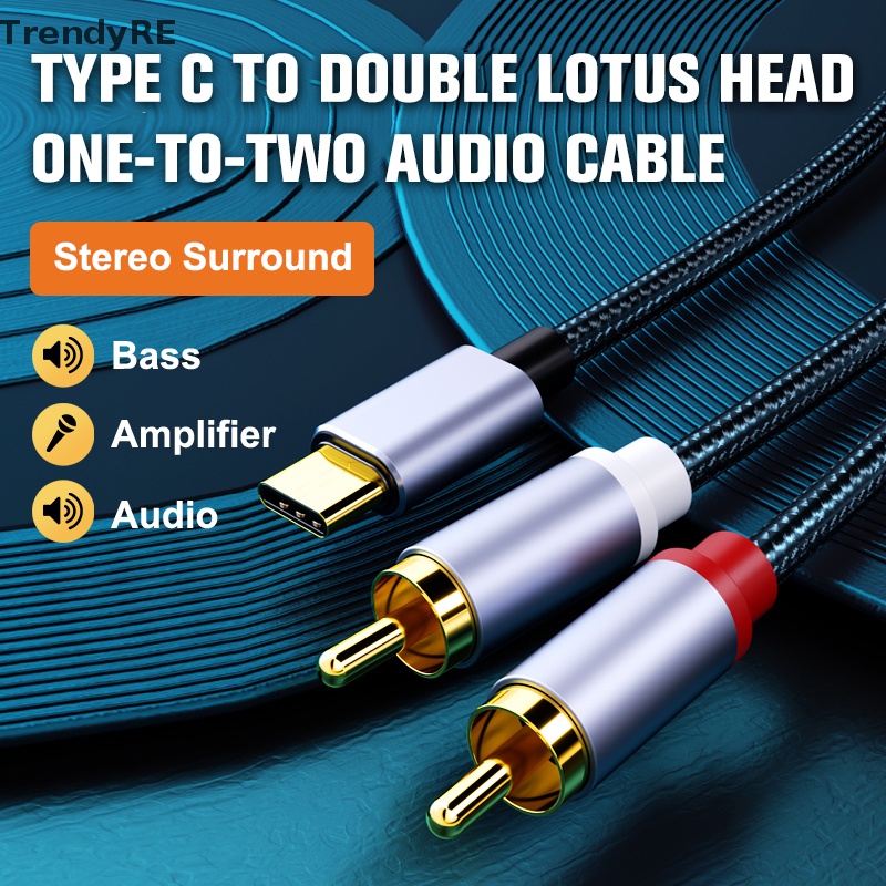 Cáp Chuyển Đổi Âm Thanh Type C Sang RCA 2 RCA Aux USB C Dài 1M Chuyên Dụng Cho Loa Điện Thoại / Laptop