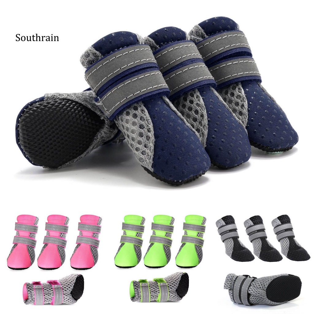 Bộ 4 Chiếc Giày Sneaker Phản Quang Chống Trượt Thoáng Khí Dành Cho Thú Cưng