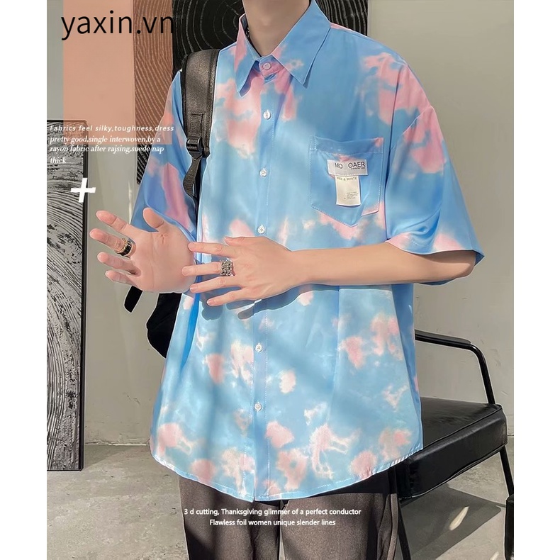 Áo Sơ Mi Tay Ngắn Màu Gradient Mỏng Phong Cách Hàn Quốc Thời Trang Mùa Hè Cho Nam