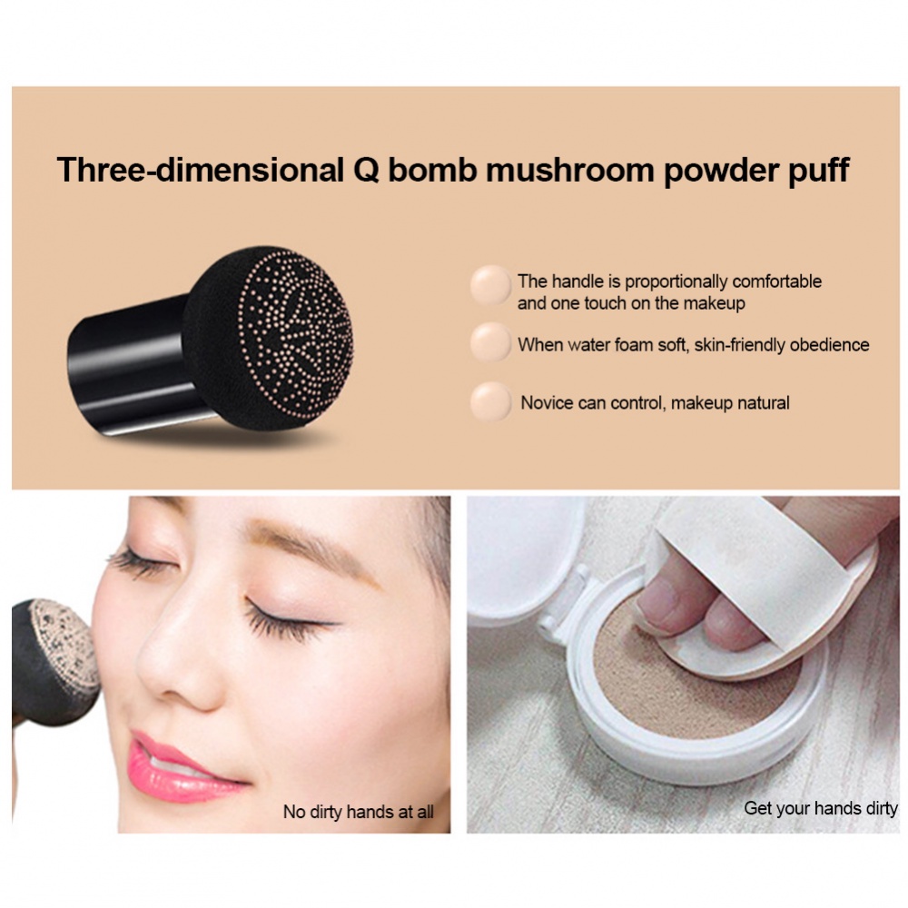 Kem Nền BB CC Dạng Air Cushion Dưỡng Ẩm Làm Trắng Da Màu Sắc Tự Nhiên Kèm Cọ Đầu Nấm Tiện Dụng